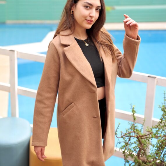 Veste en Cachemire de Laine Caramel
